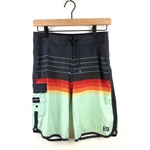 Billabong Recycler 73 Pro Board Shorts Size 27 Multicolor Striped Swim Trunks